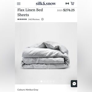 $312.16 Silk&Snow New! 100% Flax Linen Duvet Cover, Queen, Nimbus Grey